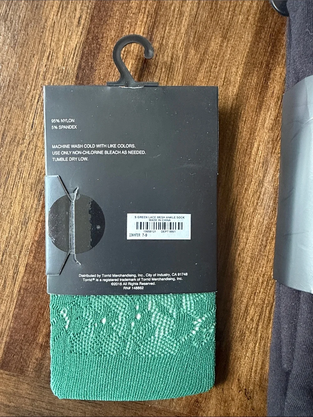 TORRID Women's Black Premium Legging Stirrup with Green & Black Lace Crew Socks